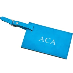 Aqua Blue Leatherette Luggage Tag, 4.375" X 2.75"