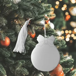 Ball Ornament with Bow White Tassel