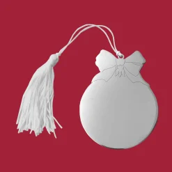 Ball Ornament with Bow White Tassel