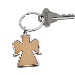 Bamboo Angel Keychain with Metal Trim