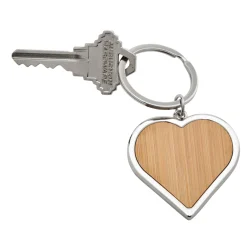 Bamboo Heart Keychain with Metal Trim