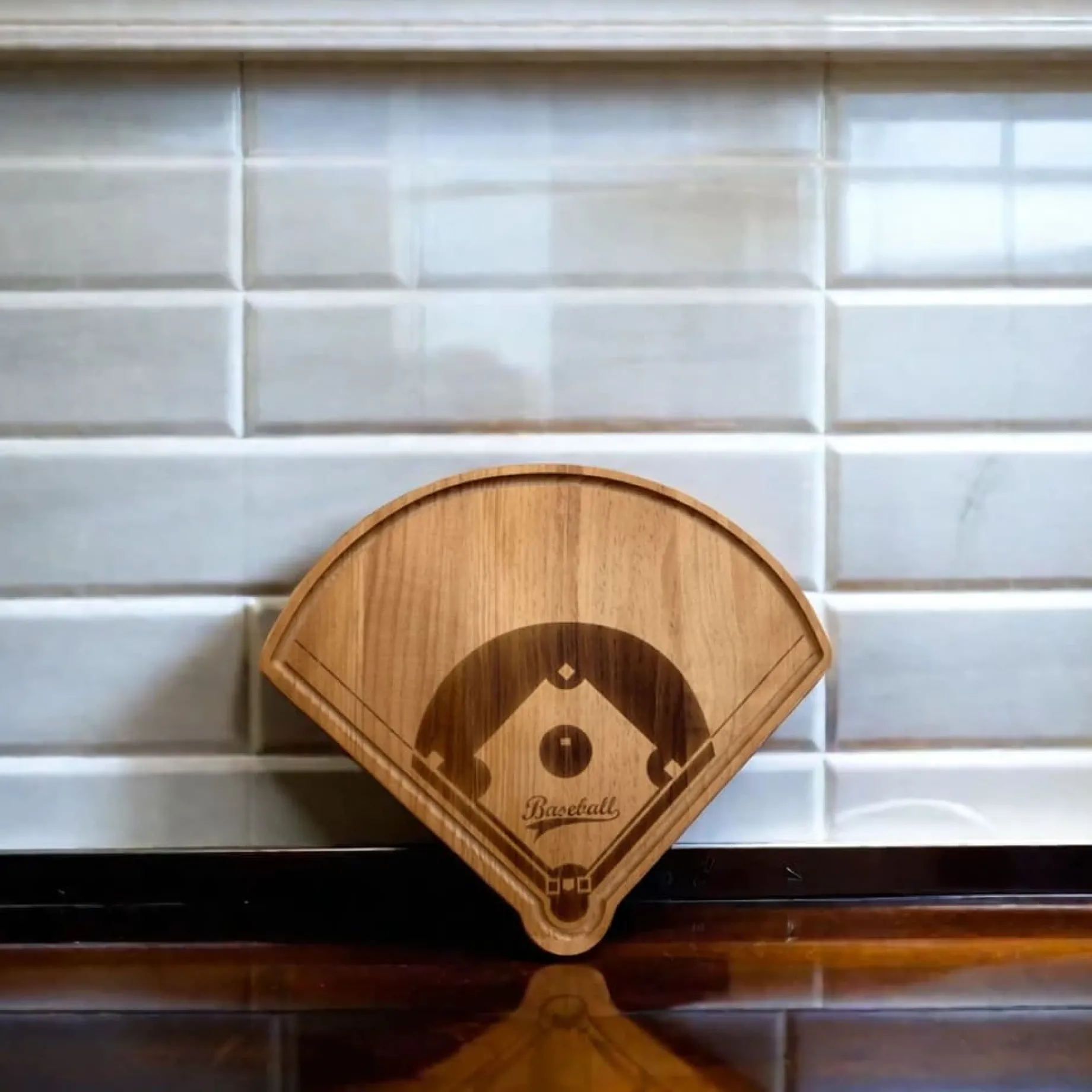 Baseball Diamond Wood Board - 15" x 18"