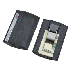 Black Leatherette Money Clip & Card Holder
