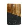 Black Marble and Acacia Wood Rectangular Diagonal Board