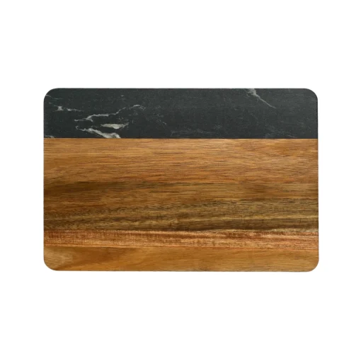 Black Marble and Acacia Wood Rectangle Board