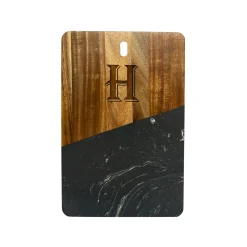 Black Marble and Acacia Wood Rectangular Diagonal Board