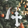 Cross Ornament W/white Tassel Np 4.5 X 3