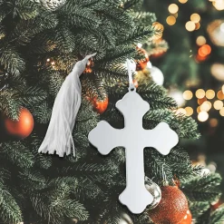 Cross Ornament W/white Tassel Np 4.5 X 3