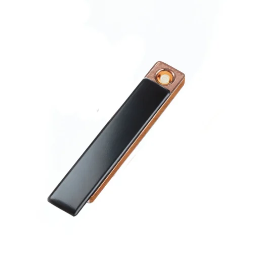 Flameless Rectangular Metal Trim Lighter Black