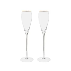 Gold-Rim Tapered Champagne Flutes Set - 8 oz
