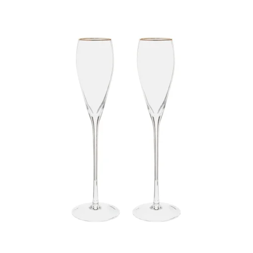 Gold-Rim Tapered Champagne Flutes Set - 8 oz
