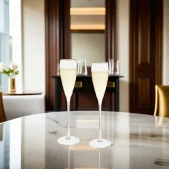Gold-Rim Tapered Champagne Flutes Set - 8 oz