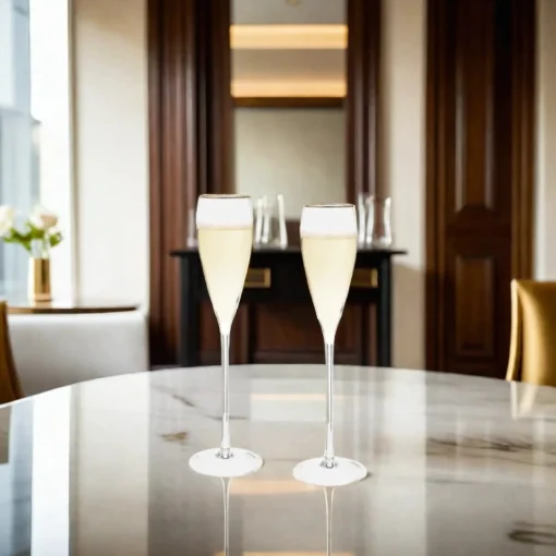 Gold-Rim Tapered Champagne Flutes Set - 8 oz