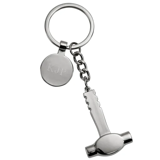 Hammer Keychain with Engraving Tag, 4.25"
