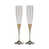 Hammered Gold Band Champagne Flutes Set
