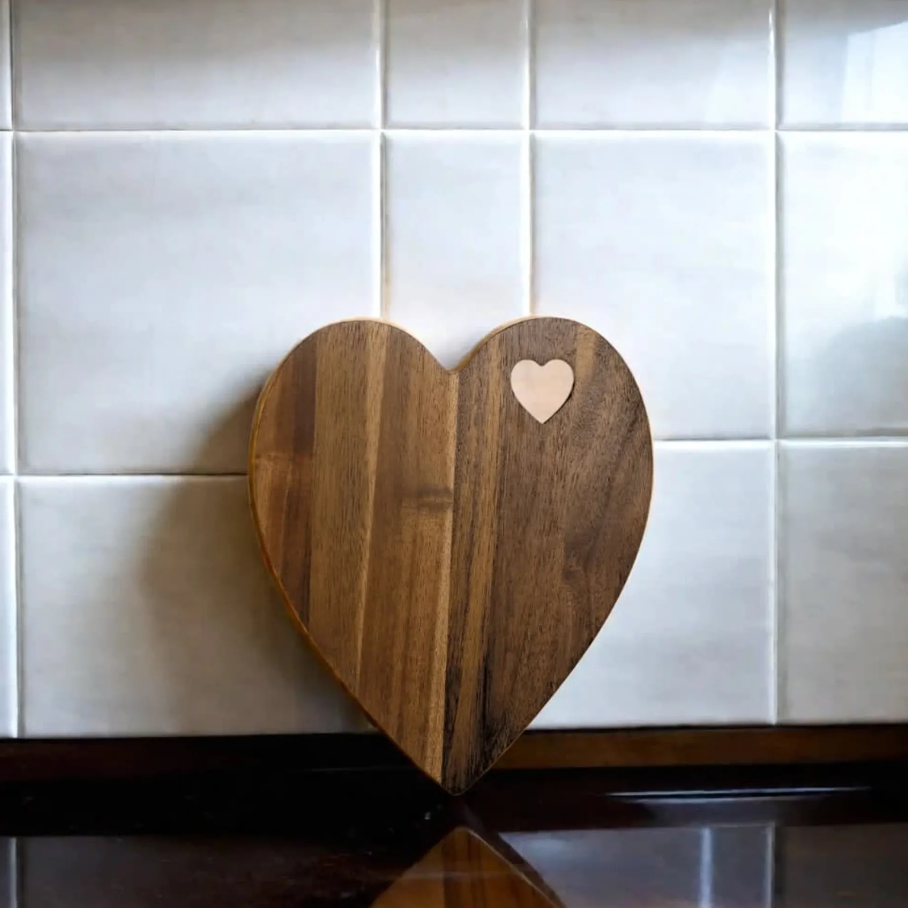 Heart Shaped Acacia Wood Board - 9.75" x 12"