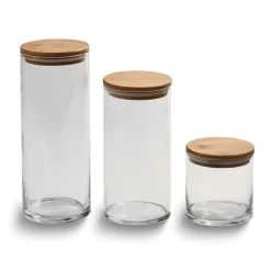 Large Round Glass Storage Container with Bamboo Lid