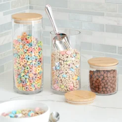 Large Round Glass Storage Container with Bamboo Lid