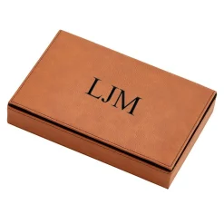 Leatherette 2 Card Deck Set, Caramel 5" X 7.75"