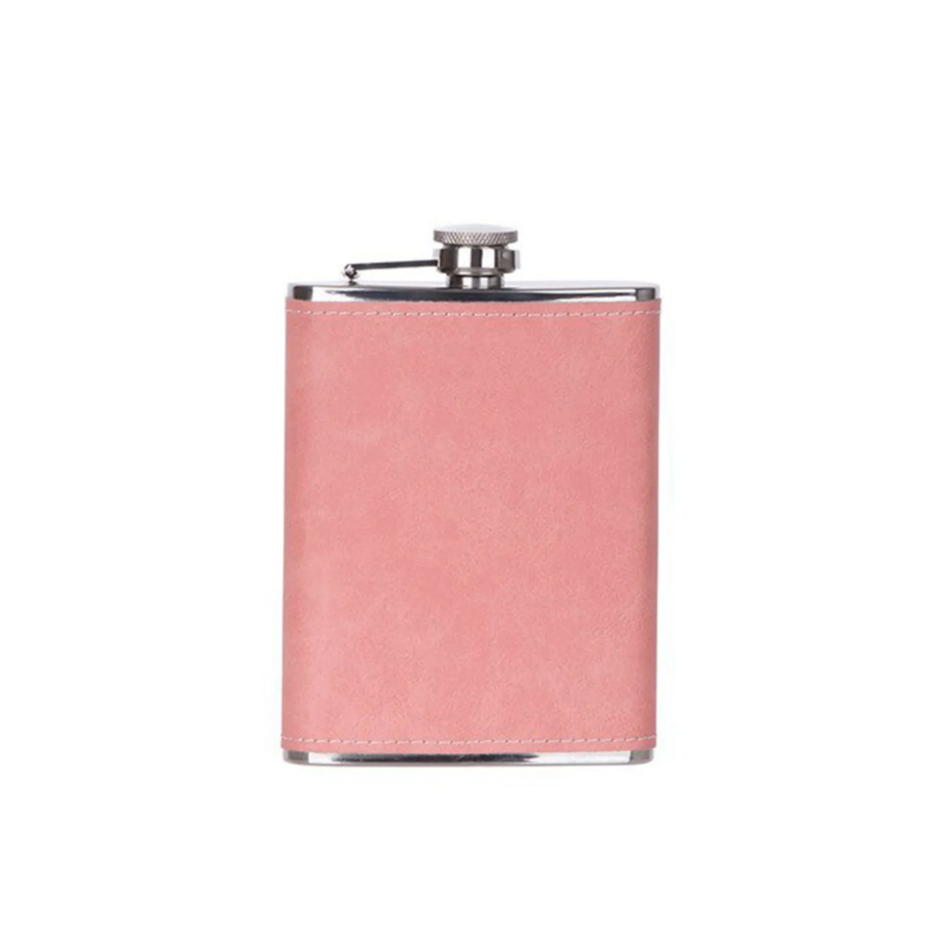 Leatherette Flask, Pink 8 Oz