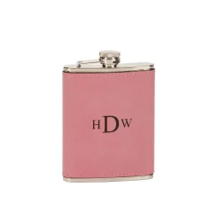 Leatherette Flask, Pink 8 Oz