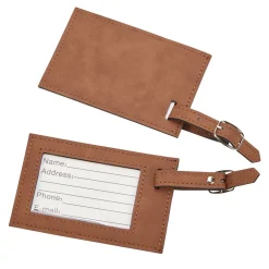 Leatherette Luggage Tag, Caramel 2.75" X 4.375"