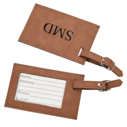 Leatherette Luggage Tag, Caramel 2.75" X 4.375"