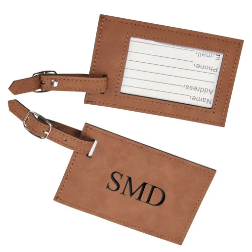 Leatherette Luggage Tag, Caramel 2.75" X 4.375"