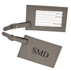 Leatherette Luggage Tag, Grey 2.75" X 4.375"