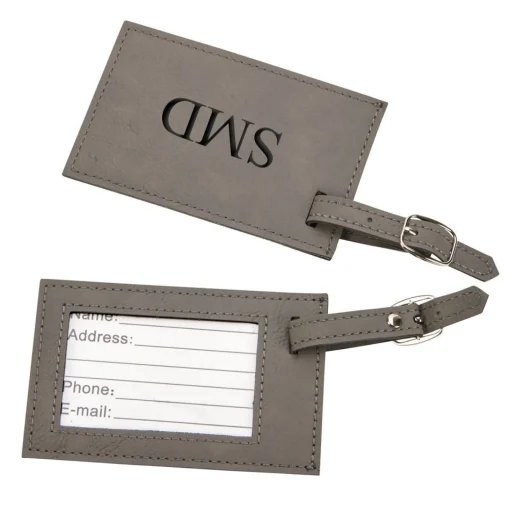 Leatherette Luggage Tag, Grey 2.75" X 4.375"