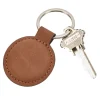 Leatherette Round Keychain, Caramel 1.875"