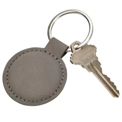 Leatherette Round Keychain, Grey 1.875"