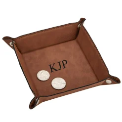 Leatherette Snap Tray, Caramel 5"