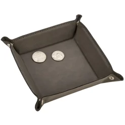 Leatherette Snap Tray, Grey 5"
