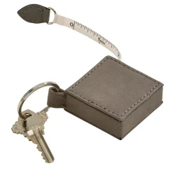 Leatherette Square 5' Feet Tape Measure Grey Keychain 2"