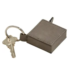 Leatherette Square 5' Feet Tape Measure Grey Keychain 2"