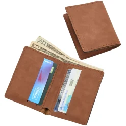 Leatherette Wallet, Caramel 4" X 3.25"