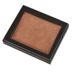 Leatherette Wallet, Caramel 4" X 3.25"