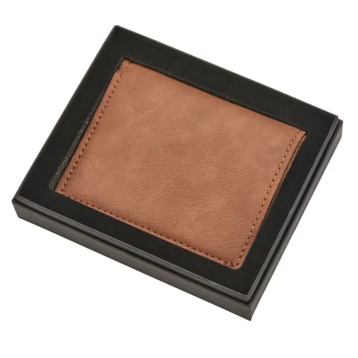 Leatherette Wallet, Caramel 4" X 3.25"