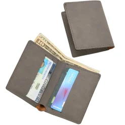 Leatherette Wallet, Grey 4" X 3.25"