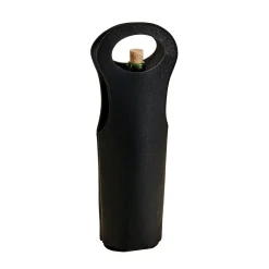 Leatherette Wine Holder in Black - 14.5"