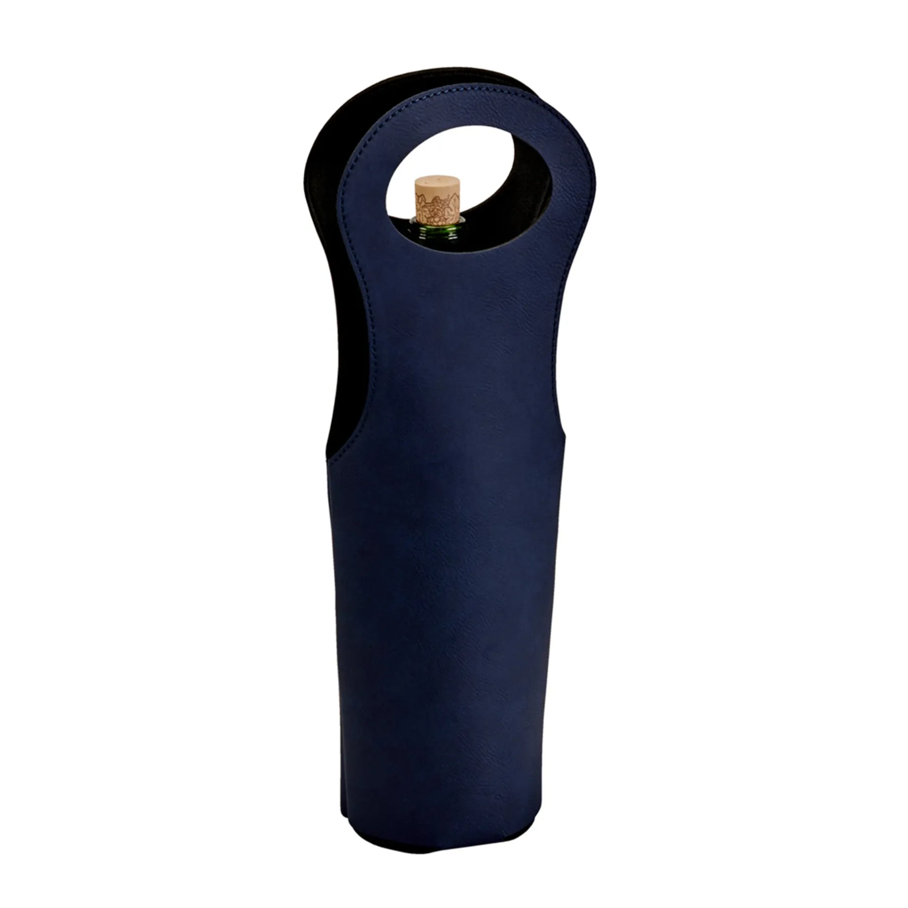 Leatherette Wine Holder in Navy - 14.5"