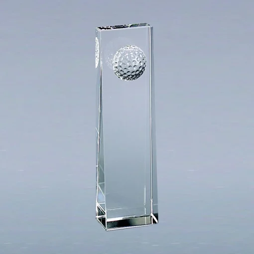 Optic Crystal Golf Ball Obelisk, 8.75"
