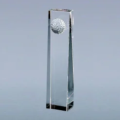 Optic Crystal Golf Ball Obelisk, 7.75"