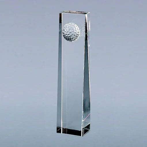 Optic Crystal Golf Ball Obelisk, 7.75"