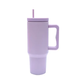 40 oz. Stainless Steel Modern Tumbler with Handle & Straw - Lavender