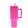40 oz. Stainless Steel Modern Tumbler with Handle & Straw - Hot Pink