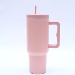 40 oz. Stainless Steel Modern Tumbler with Handle & Straw - Pink