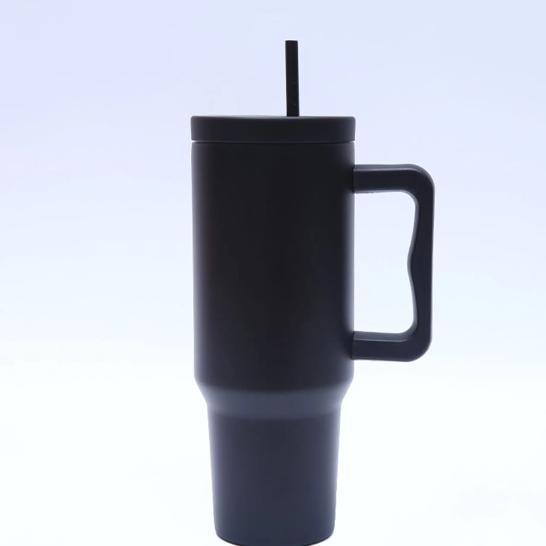 40 oz. Stainless Steel Modern Tumbler with Handle & Straw - Black