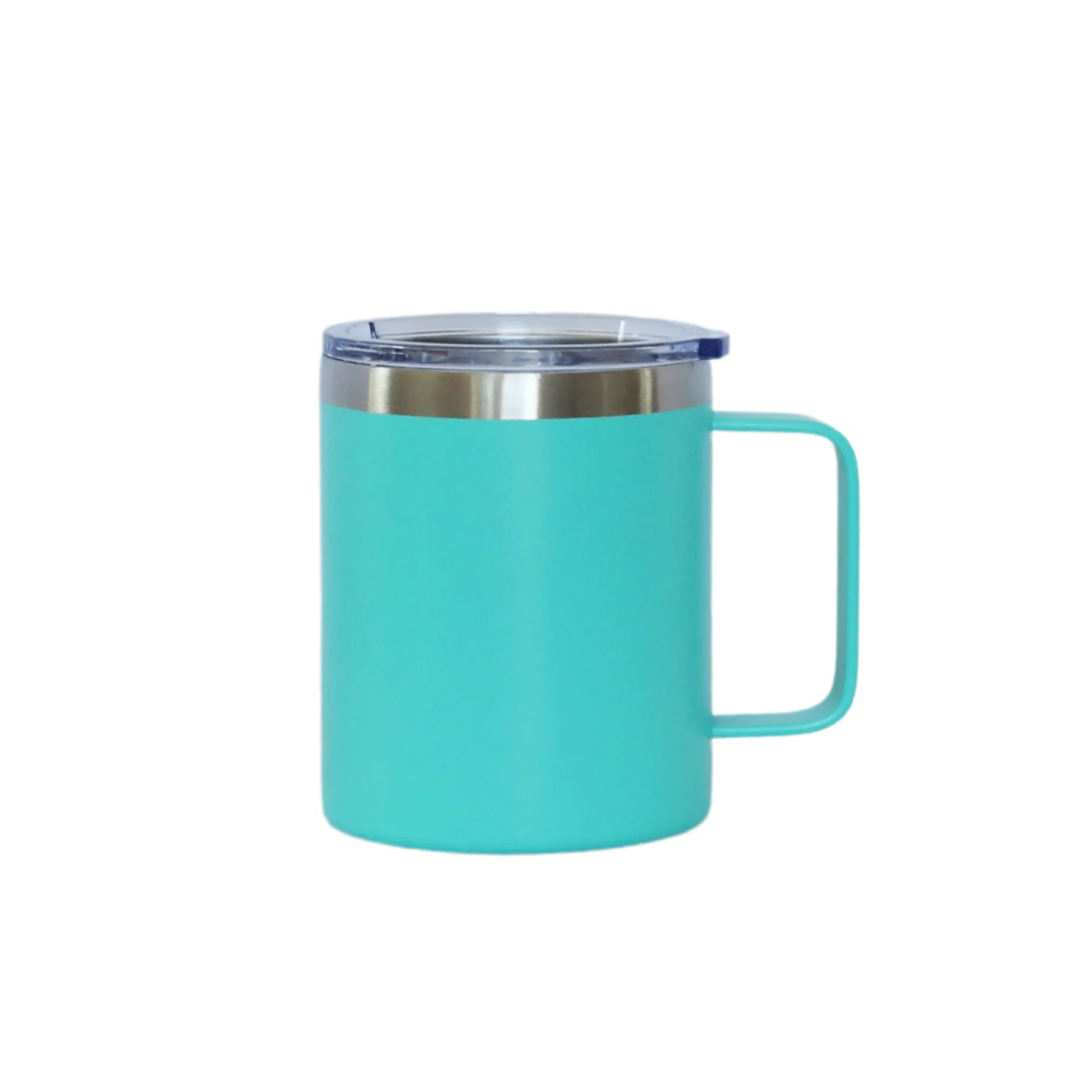 12 Oz Stainless Steel Travel Mug with Handle - Aqua